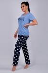 Женская пижама с брюками Сияй Синий+голубой