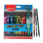 Цветные карандаши 24 цвета MAPED Color"Peps Black Monster, пластиковые"