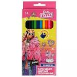 Цветные карандаши БАРБИ 12цв, трёхгран, barbie extra Умка