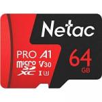 Карта памяти Netac MicroSD card P500 Extreme Pro 64GB, retail version w/SD