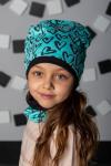 Детская комплект шапка и шарф для девочки Зеленый
