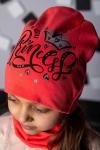 Детская комплект шапка и шарф для девочки Коралловый