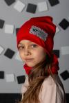 Детская комплект шапка и шарф для девочки Красный