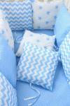 Бортик в кроватку для новорожденного (одеяло+12 подушек) Голубой