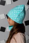 Детская комплект шапка и шарф для девочки Мятный