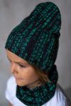 Комплект шапка и шарф для мальчика Матрица Зеленый Черный