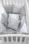 Бортик в кроватку для новорожденного (одеяло+12 подушек) Серый