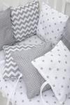 Бортик в кроватку для новорожденного (одеяло+12 подушек) Серый