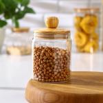 Банка стеклянная для сыпучих продуктов с бамбуковой крышкой Magistro «Эко», 650 мл, 10_16 см