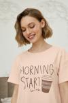 Комплект женский футболка, брюки укороченные (бриджи) Mia Cara AW21WJ343 Morning Coffee