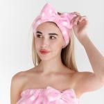 Набор для бани и ванной Этель "Горох" полотенце-парео 75*120 см+повязка, цв.розовый