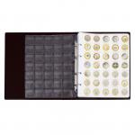 Альбом для монет на кольцах 225 х 265 мм, "Памятные монеты РФ", обложка ПВХ, 13 листов и 13 цветных картонных вставок, коричневый
