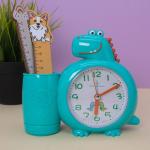Часы-будильник с подставкой для канцелярии «Dinosaur», green