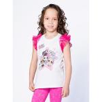 Футболка LOL с коротким рукавом ЗВЕЗДА оборка из сетки белая 134