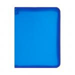 Папка пластиковая А4, молния вокруг, Офис, тонированная синяя, рифленая (325х240х25мм)