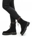 01-E30B-12B BLACK Ботинки демисезонные женские (натуральная замша, байка) размер 35