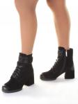 04-R135-1 BLACK Ботинки зимние женские (натуральная замша, натуральный мех) размер 39