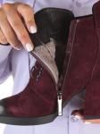 04-R179-3 BURGUNDY Ботинки зимние женские (натуральная замша, натуральный мех) размер 35