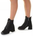 04-R180-1 BLACK Ботинки зимние женские (натуральная замша, натуральный мех) размер 35