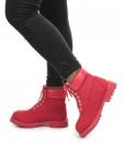04-10061 RED Ботинки зимние женские (нубук, натуральная кожа, натуральный мех) размер 38