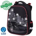 Ранец BRAUBERG PREMIUM, 2 отделения, с брелком, "City car", LED ЛАМПОЧКИ, 38х29х16  см, 271356