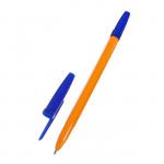 Набор ручек шариковых 12 штук, стержень 0,7 мм, синий, корпус оранжевый с синим колпачком