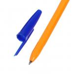 Набор ручек шариковых 12 штук, стержень 0,7 мм, синий, корпус оранжевый с синим колпачком