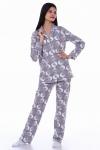 Пижама с брюками для девочки арт. ПД-006 Кошки серые