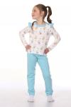 Пижама с брюками для девочки Мышки-горошки арт. ПД-016-031 Голубой+горох