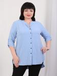 Рубашка женская синяя удлинённая больших размеров
