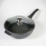 Сковорода-гриль  280 мм АП "Granit Perfection black",  со съемной ручкой,  стек.крышкой