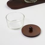 Набор стеклянных конфетниц «Натурэль», на деревянной подставке, 200 мл, 30,5*10,5 см, 3 шт