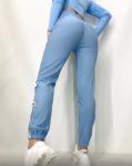 Спортивные штаны женские 3003 "Однотон-Вставка Сетка+Надпись"Голубые