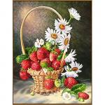 Алмазная мозаика «Корзинка с ромашками и клубникой», 20*26см, 27 цветов