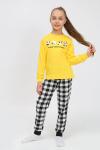 Детская пижама с брюками 91236 детская (джемпер, брюки) Желтый/черная клетка