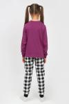 Детская пижама с брюками 91237 для девочки (джемпер, брюки) Пурпурный/черная клетка