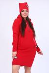 Женская толстовка-платье 52222 + шапка Красный