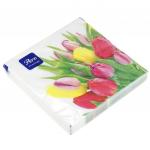 Акция5% Салфетки бумажные 33х33см "Pero Prestige", 3-х слойные, 20 штук в упаковке, Весенние цветы (Россия)