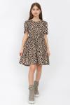 Платье для девочки Леопард короткий рукав-фонарик арт. ПЛ-372 Леопард