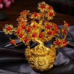 Сувенир бонсай "Цветочное денежное дерево в мешке с драконами" 35 цветов 18х18х7,5 см