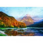 Холст с красками 40 * 50 см «Осенняя река на закате»