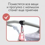 Карабин на липучке для сумки на коляску, металлический, цвет красный