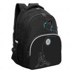 Рюкзак школьный, 40 х 27 х 20 см, Grizzly 360, эргономичная спинка, отделение для ноутбука, чёрный/голубой RG-360-8_2