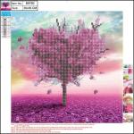 Алмазная мозаика 5D «Розовое дерево» 30 * 30 см, без подрамника, частичное заполнение