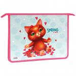 Папка для тетрадей 1 отделение А4 ArtSpace Spring Cat, пластик, на молнии, ПТ-815_42225