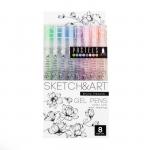 Набор гелевых ручек 8 цветов SKETCH&amp;ART Uni Write.PASTELS, 0,8 мм