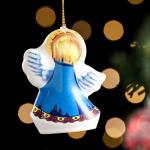 Ёлочная игрушка "Ангел со звездой", 6см, керамика