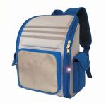 Легкий рюкзак для начальной школы 422 серый/голубой (светоотражающий карман)
