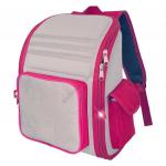 Легкий рюкзак для начальной школы 422 серый/розовый (светоотражающий карман)