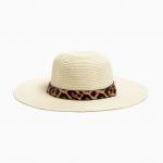 Шляпа женская с леопардовым ремешком minaku цвет молочный, р-р 58 MINAKU
